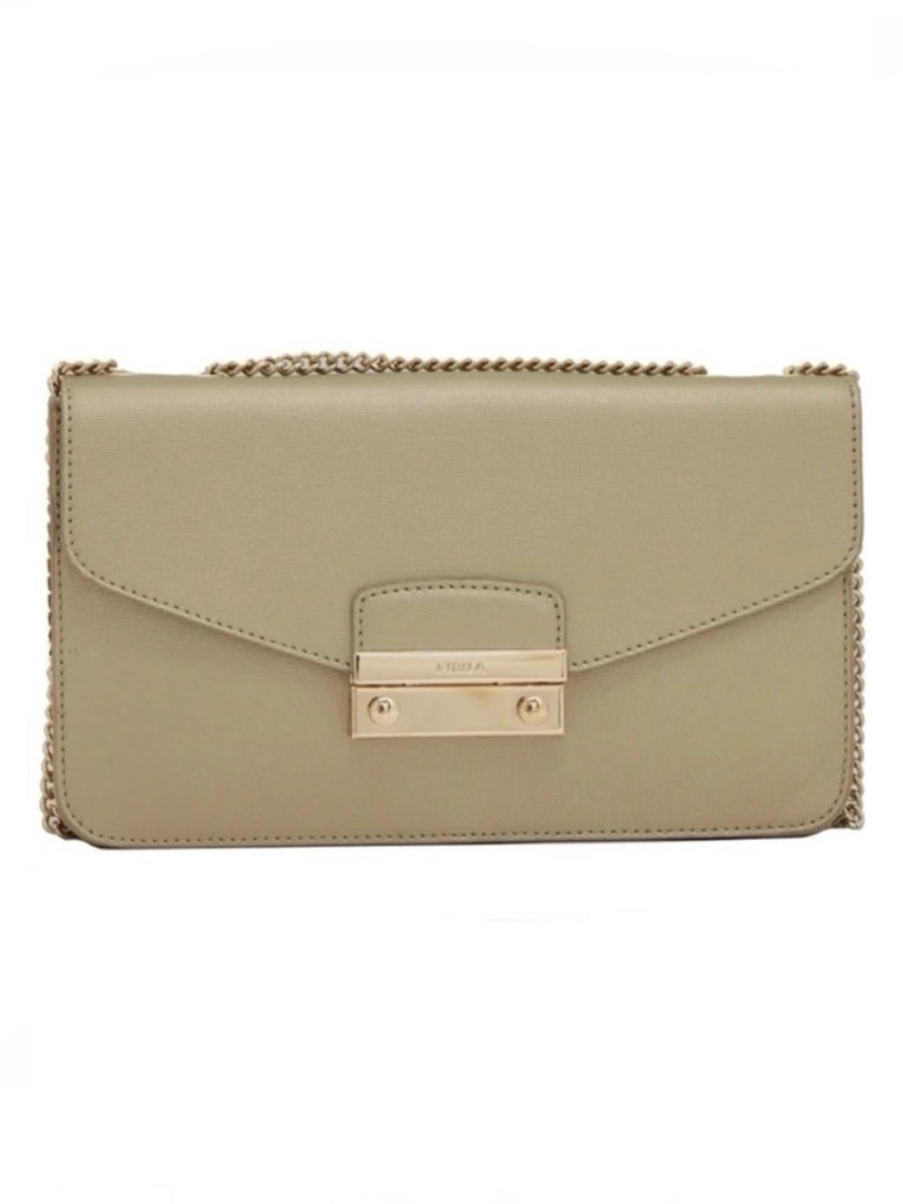 Furla Metallic Gold Leather Crossbody with Chain Strap